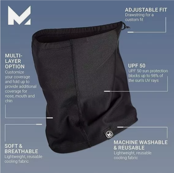 MISSION All-Season Adjustable Neck Gaiter, Anthracite - Lightweight - Ultra-Drying Fabric - Absorbs Sweat in Seconds - UPF 50 Sun Protection - Machine Washable