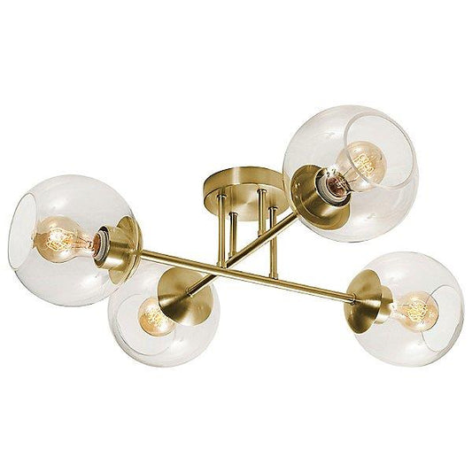 AFX Jamie 25 in. Satin Brass Semi-Flush Mount Ceiling Light