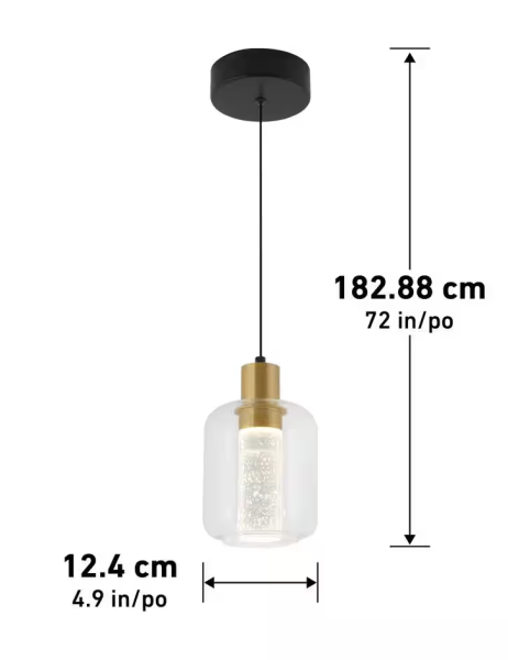 Artika Essence Globe 6.5-Watt 1 Light Black and Gold Modern Integrated Mini Pendant Light Fixture for Kitchen Island