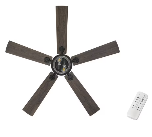 Hampton Bay Hargreaves 52 in. LED Indoor/Outdoor Matte Black Ceiling Fan with Light and Remote Control Included