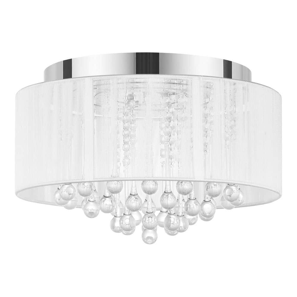 Home Decorators Collection Flenniken 15 in. Chrome LED Flush Mount with Crystal Accent