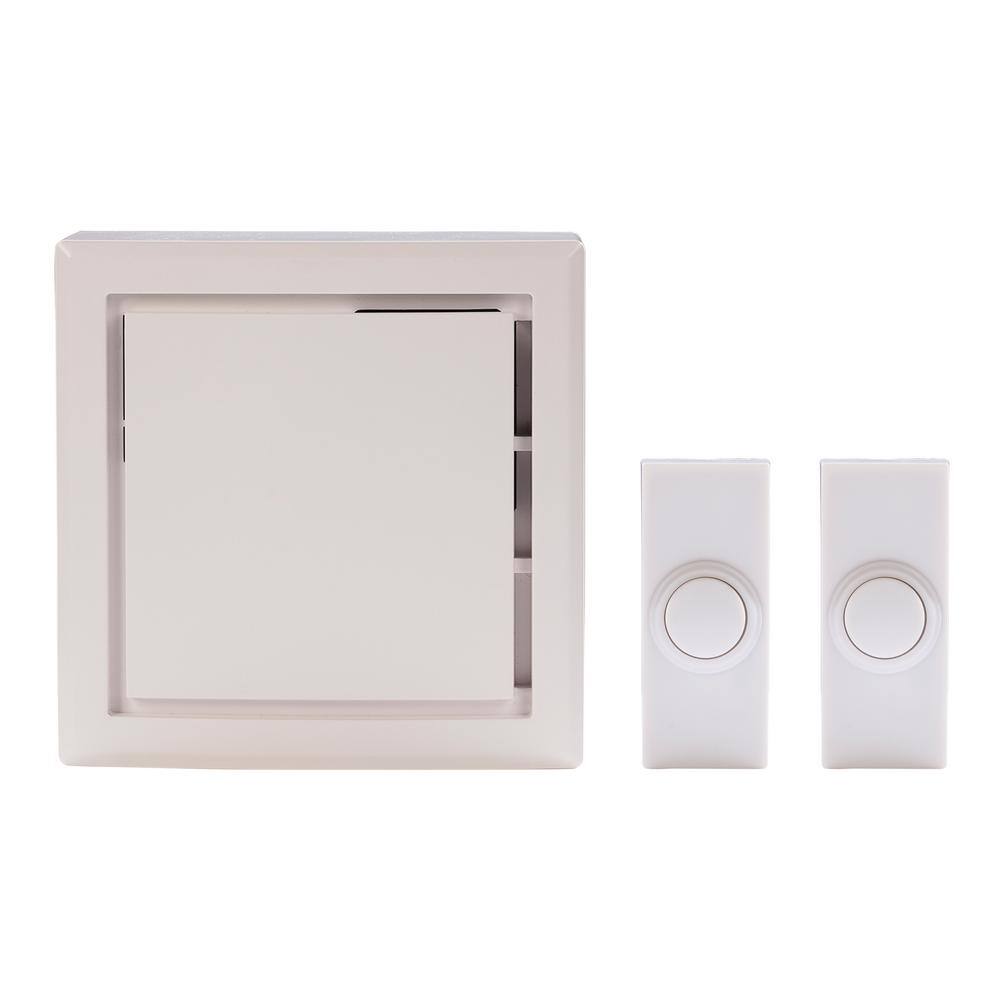 Defiant Wireless Plug-in Doorbell Kit with 2 Wireless Push Buttons, White