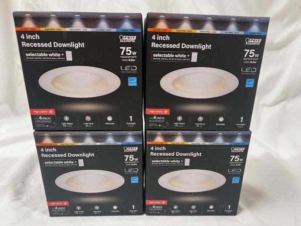 4 Pack Feit Electric Recessed Downlight 4 inches 75W 775 Lumens LED