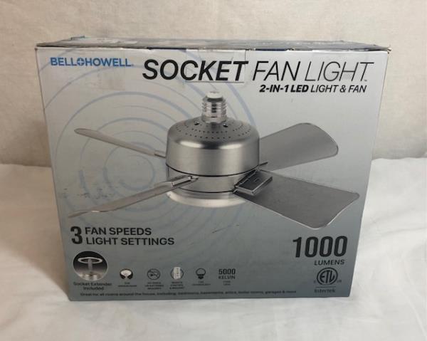 Socket Fan Ceiling Fan Light 15 Inches Fan 1000 Lumens Light 3 Speeds with Remote Control 4 Blade Ceiling Fan Light Silver