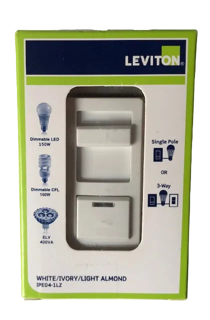 Leviton IllumaTech Dimmer Switch for Electronic Low Voltage, Dimmable LED, Halogen and Incandescent Bulbs - White IPE04-1LZ