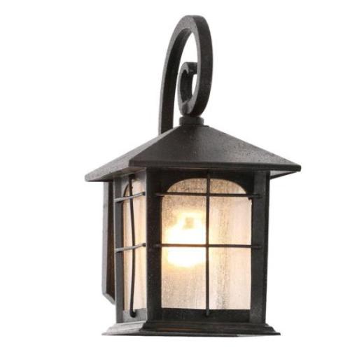 Home Decorators Brimfield 12.75 in. Aged Iron 1-Light Outdoor Wall Sconce