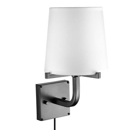 Globe Electric Valerie 1-Light Dark Bronze Wall Sconce with White Shade