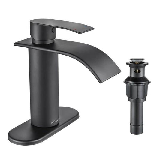 Single-Handle 1 or 3 Hole Waterfall Bathroom Faucet Bathroom Sink Faucet Black