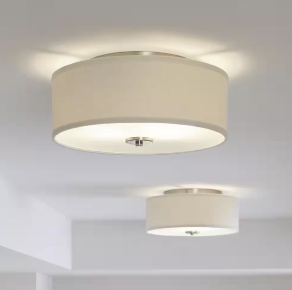 Progress Lighting Inspire Collection 13 in. Brushed Nickel Transitional Kitchen Ceiling Light Drum Flush Mount
