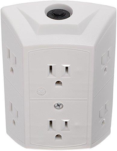 GENERAL ELECTRIC 6-Outlet Wall Adapter  Reset Button  Wide Spaced Outlets  56575