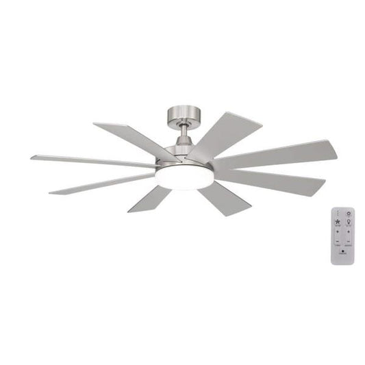 Bayla 52 in. Indoor Brushed Nickel Windmill Ceiling Fan with Adjustable LED Light and Remote Included