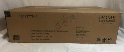 Lowry 30 in. 3-Light Brushed Gold Vanity Light with Glass Shades