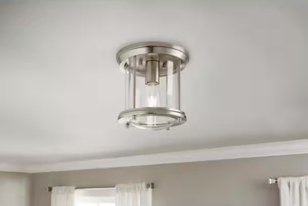 Hampton Bay Melrose Park 8 in. 1-Light Brushed Nickel Flush Mount