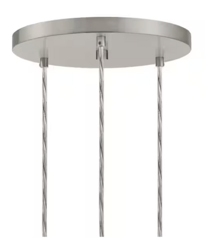 Hampton Bay Regan 3-Light Brushed Nickel Pendant Hanging Light with Clear Glass Shades, Industrial Kitchen Pendant Lighting