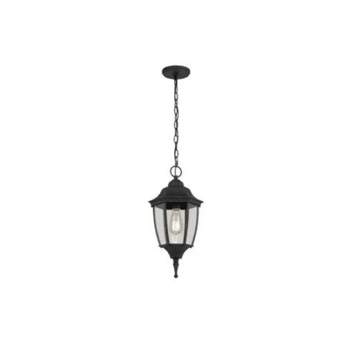 Kinglet 1-Light Black Outdoor Hanging Pendant with Clear Glass