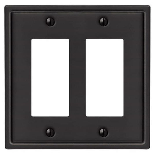 Hampton Bay Sinclair 2-Gang Rocker Matte Black Stamped Steel Wall Plate