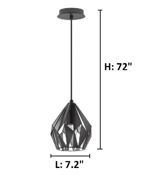 Eglo Carlton 3 1-Light Matte Black Mini Pendant