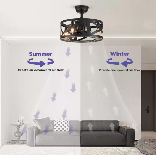 17 in. Indoor Black Ceiling Fan Farmhouse Caged Ceiling Fan with Lights and Remote Enclosed Ceiling Fan