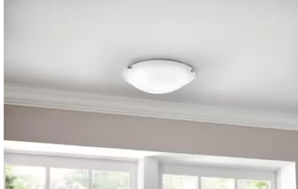 Hampton Bay Chalene 15 in. 1-Light Pewter Clip Integrated LED Flush Mount