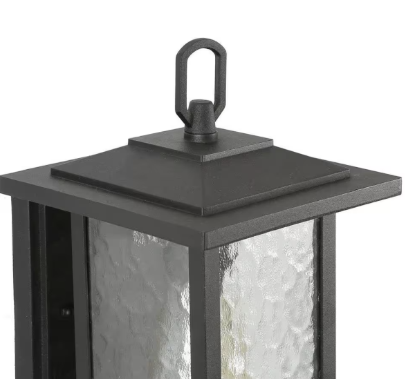 Modern Black Outdoor Wall Sconce, Farmhouse Lantern Coach Light with Waterglass Shade, 1-Light Porch Patio Deck Lighting