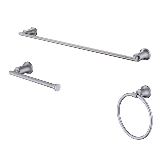 Glacier Bay Oswell 3-Piece Bath Hardware Set with Toilet Paper Holder, Hand Towel Holder, 24 in. Towel Bar in Brushed Nickel