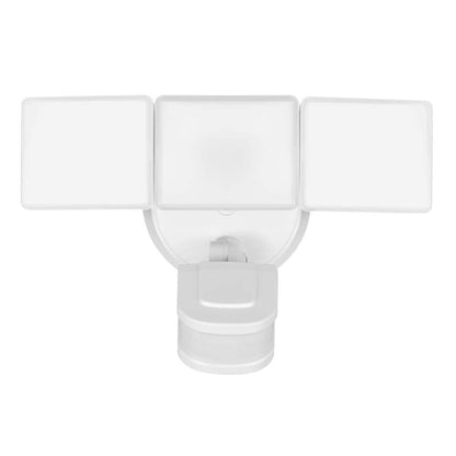 Defiant 240-Degree White Motion Activated Integrated LED Outdoor Triple Head Flood Light