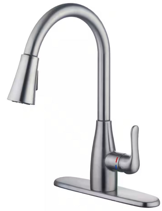 Glacier Bay - McKenna - Single-Handle Pull Down Sprayer Kitchen Faucet in Chrome