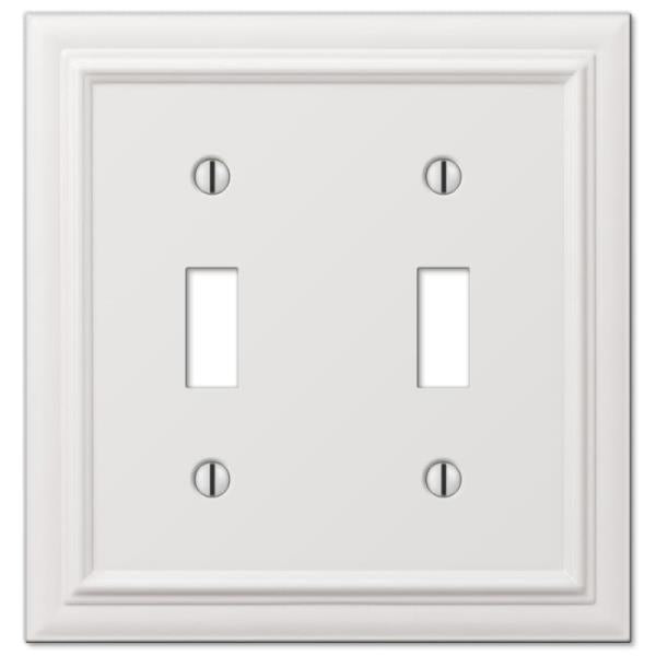 AMERELLE Continental 2 Gang Toggle Metal Wall Plate - White