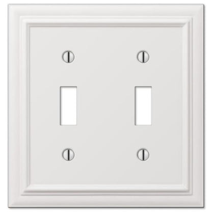 AMERELLE Continental 2 Gang Toggle Metal Wall Plate - White