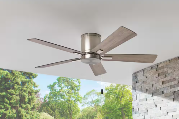 Grantway 48 in. Indoor/Covered Outdoor Brushed Nickel Ceiling Fan w/ Pull Chain