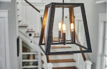 Quoizel Glenburn 4-Light Matte Black Farmhouse Lantern Hanging Pendant Light