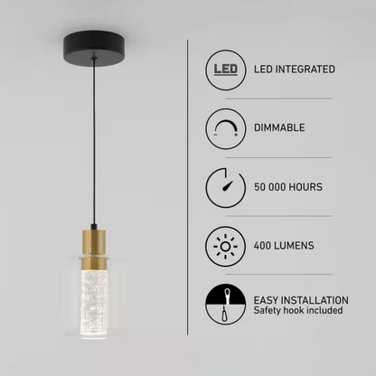 Artika Essence Globe 6.5-Watt 1 Light Black and Gold Modern Integrated Mini Pendant Light Fixture for Kitchen Island