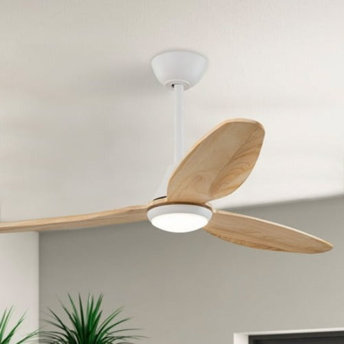 Cattleya 48 in. 3-Blades Integrated LED White Wood Ceiling Fan with Light and Remote Control