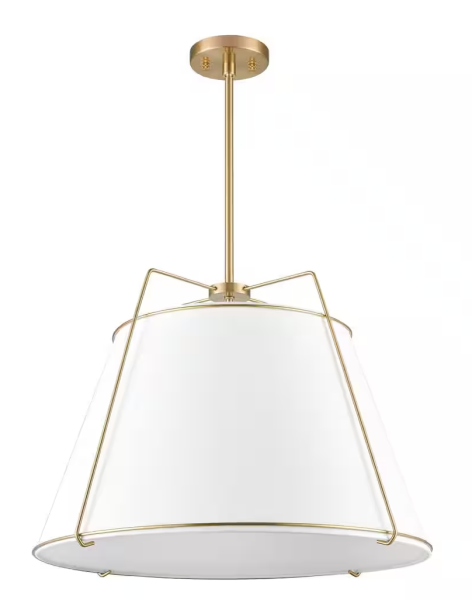 Lise 22 in. 3-Light Brushed Brass Chandelier with Fabric Shade