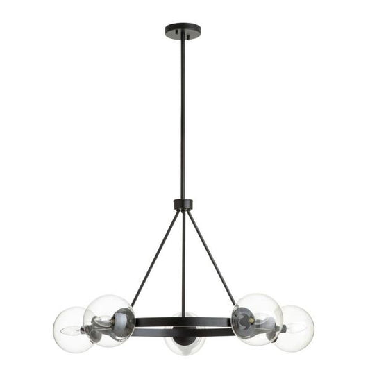 Presley 5-Light Black Chandelier with Clear Glass Shades