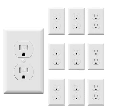 15 Amp Tamper-Resistant Duplex Outlet, White (10-Pack)