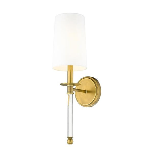 Z Lite 808-1S-RB-WH 6 in. Mila Rubbed Brass Wall Sconce Light