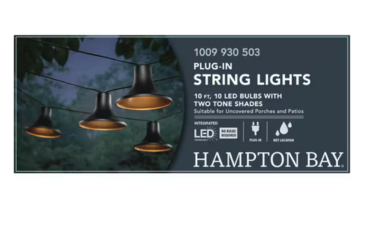 10-Light 12 Ft. Black Outdoor Plug-in Integrated LED Lantern String-Light