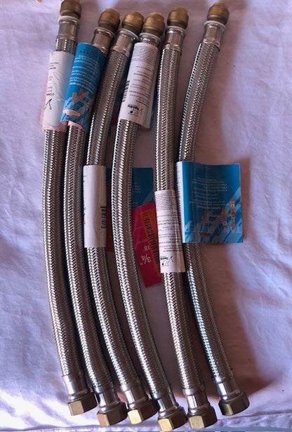 (6-Pack) Sharkbite 1/2 x 3/4 FIP x 18in Length Water Heater Connector
