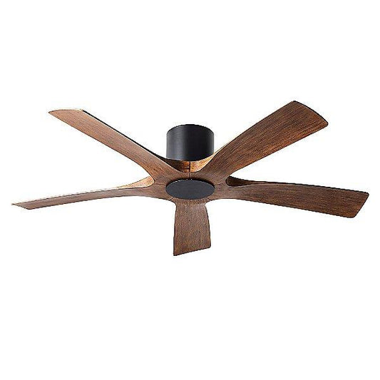 Aviator Indoor and Outdoor 5-Blade Smart Flush Mount Ceiling Fan 54in Matte Black Distressed Koa with Remote Control (Light Kit Sold Separately)