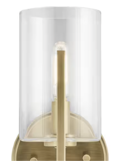 Kichler Nye 1-Light Brushed Natural Brass Indoor Wall Sconce Light with Clear Glass Shade