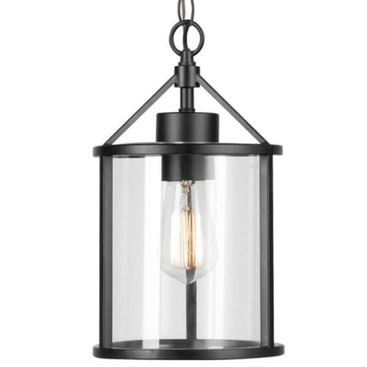 Globe Electric 1-Light Black Outdoor Pendant with Clear Glass Shade  Bulb Included  44619