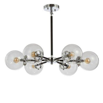 JONATHAN Y Caleb 6-Light 28" Brass Cluster Chandelier, Chrome/Black