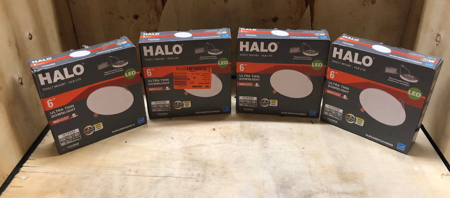 Lot of 4 - Halo HLB Lite Matte White 6 in. W LED Canless Recessed Downlight 12.6 W