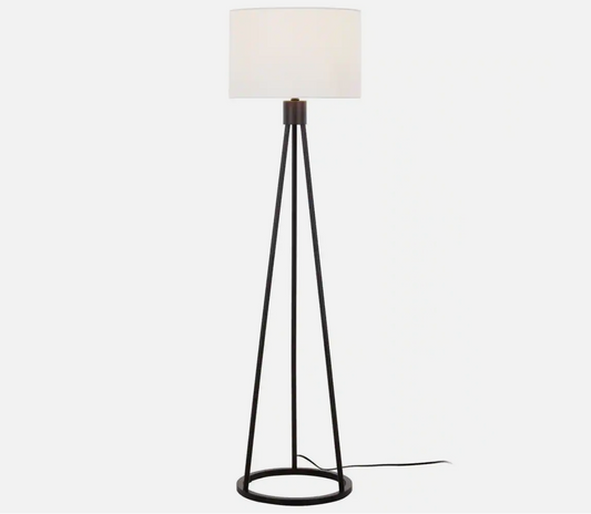 Hampton Bay Higgins 56.25 in. Black Tripod Floor Lamp with Round Base