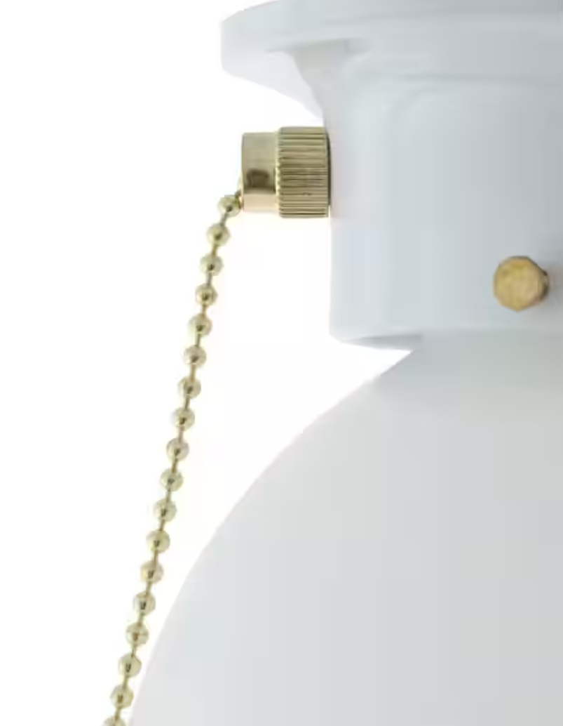 Hampton Bay 6 in. 1-Light White Globe LT Flush Mount with Pull Switch