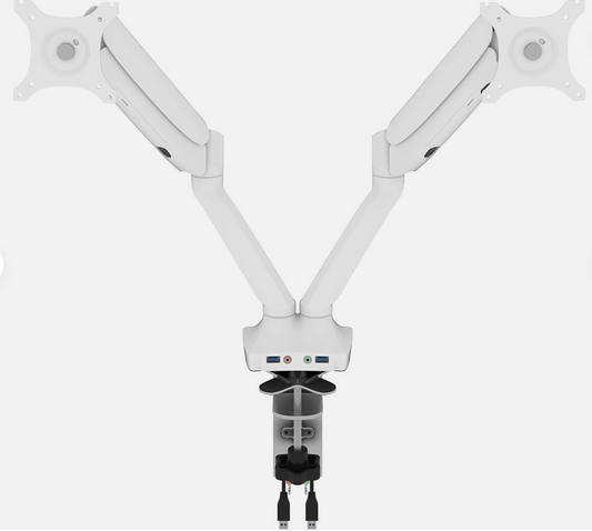 Bestar Universel Dual Monitor Arm with Pistons in White