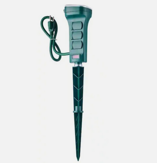 Defiant Smart Outdoor 1.8ft. 6-Outlet Power Stake Powered by Hubspace, Green