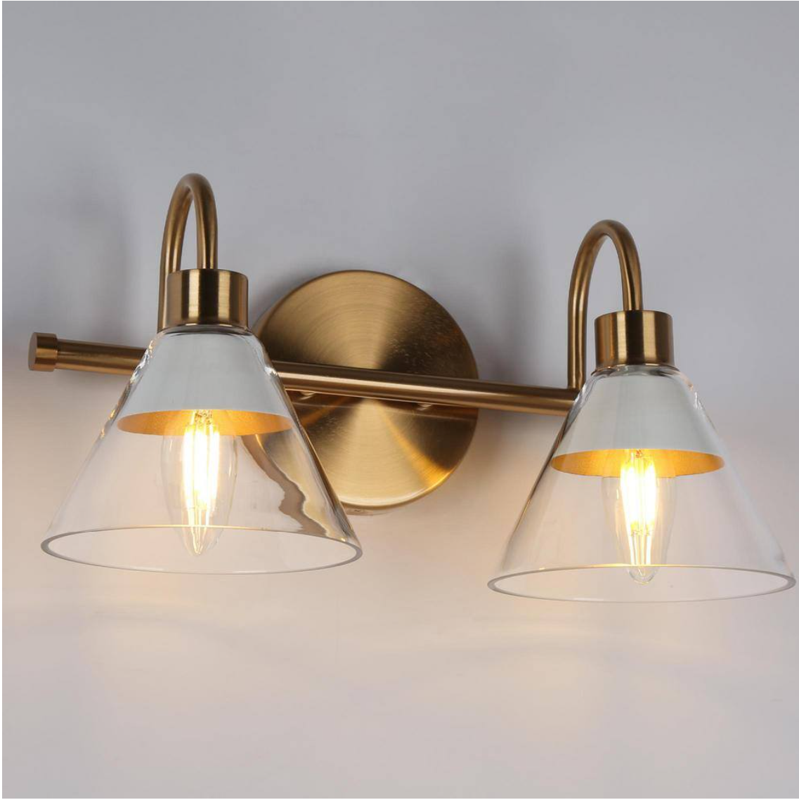 Uolfin 13.5 in. 2-Light White and Gold Vanity Light