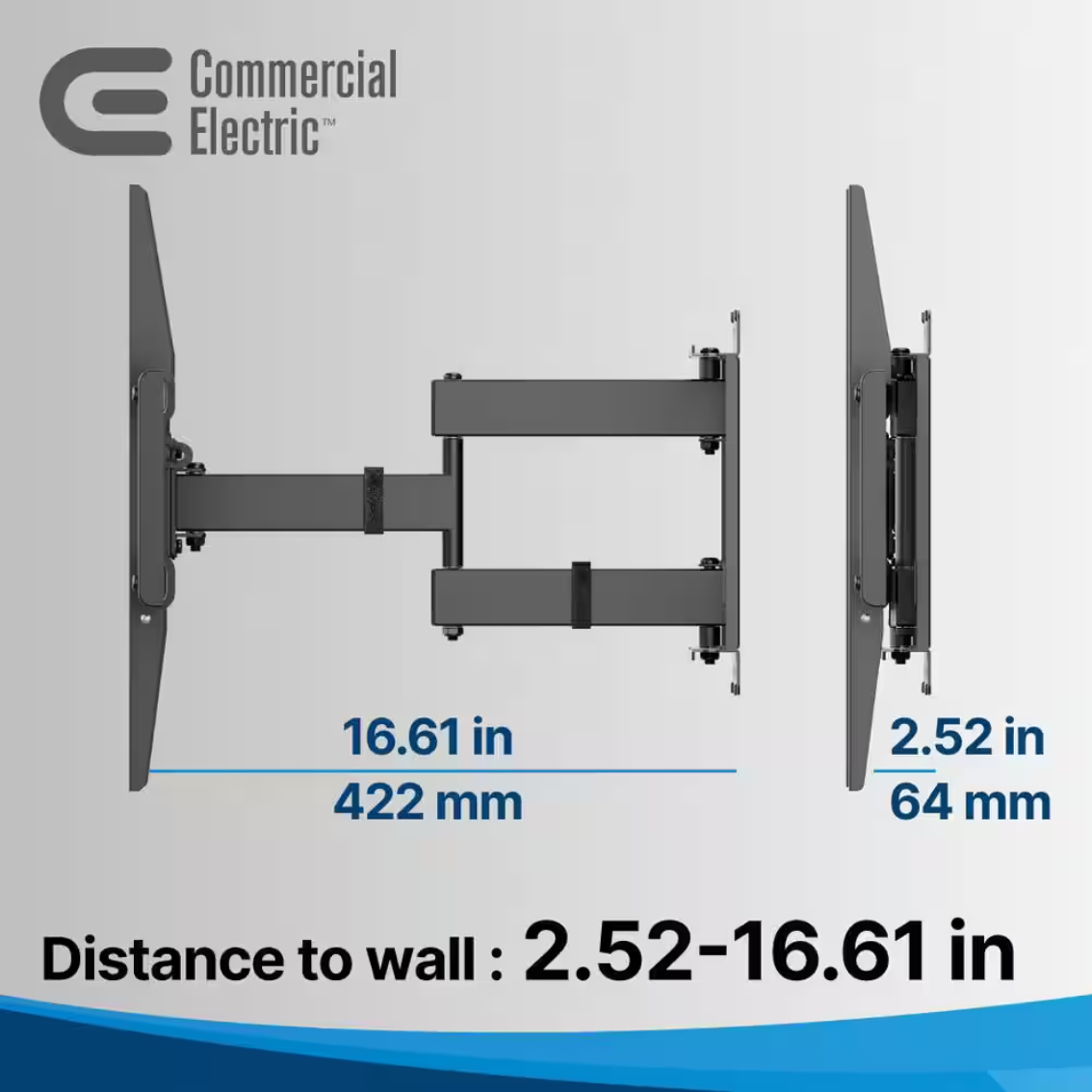 Commercial Electric Full Motion Wall Mount for 32 in. to 90 in. TVs, Black